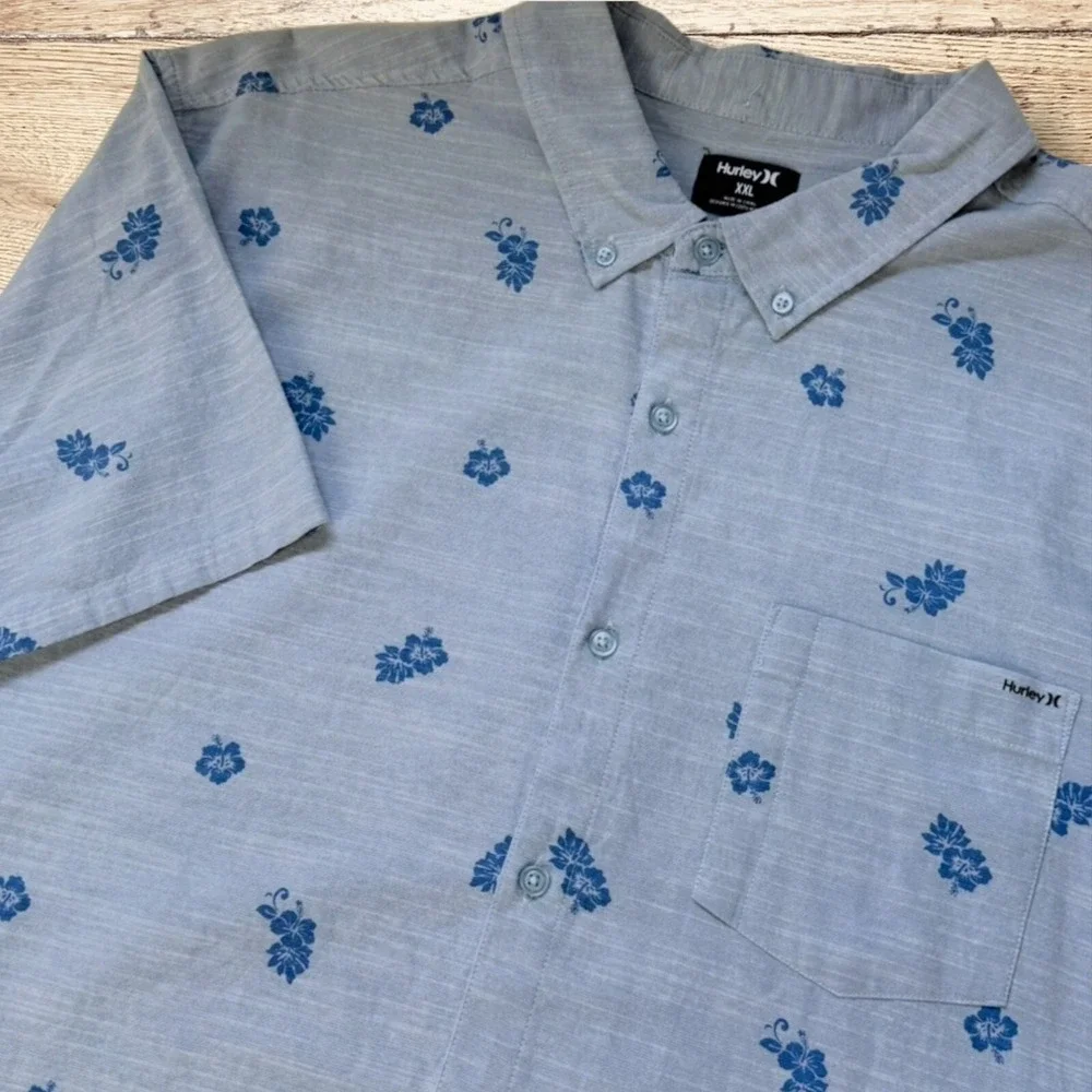 Hurley Mens One and Only Lido Stretch Short Sleeve Shirt NWT - XXL - Blue - Picture 1 of 10